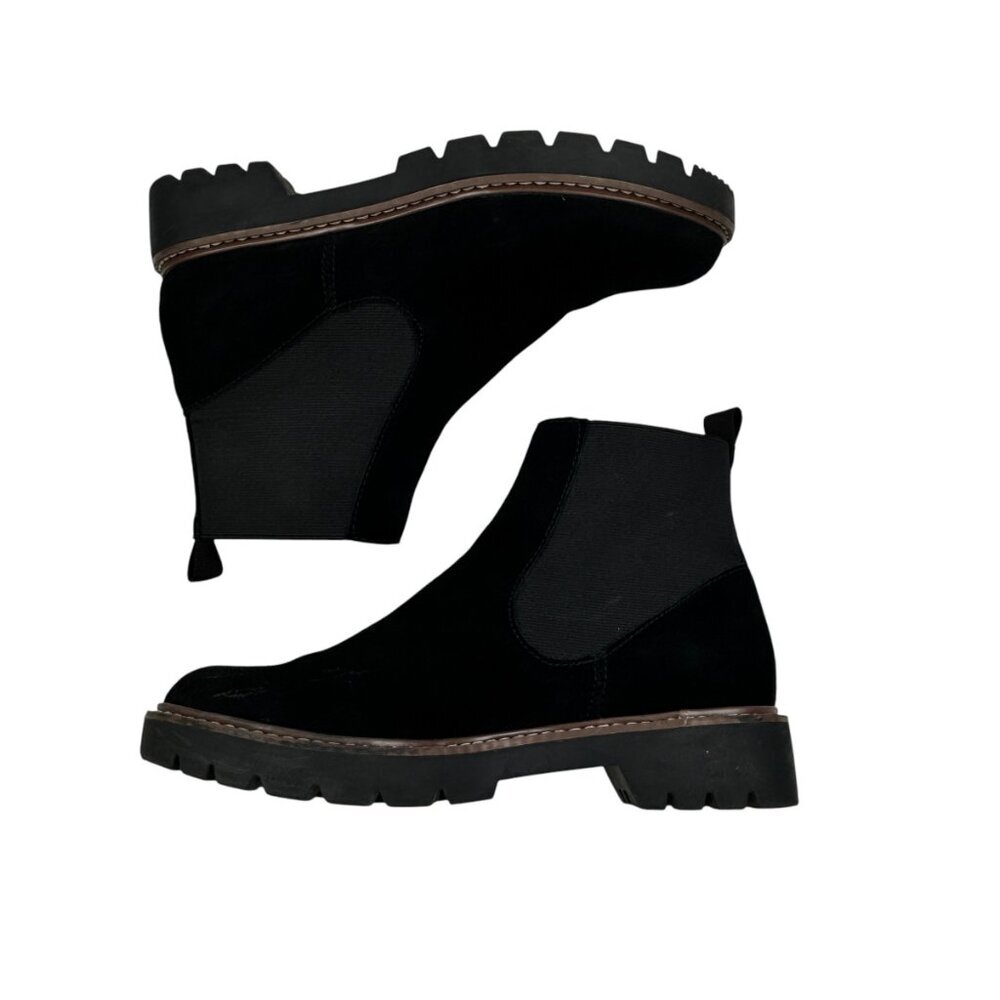 Dolce Vita Pepper Black Suede Leather Chelsea Pull-On Boots Women's Size 7.5
